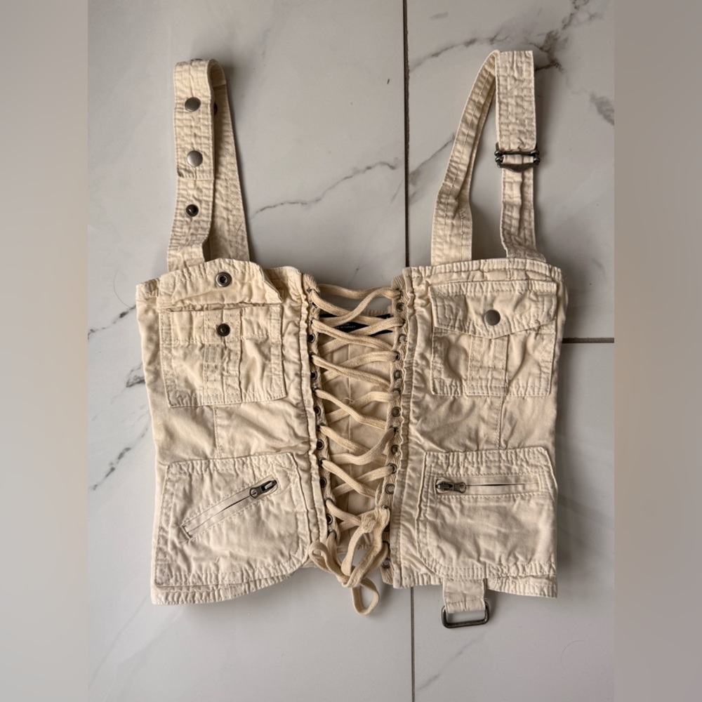 Jaded London Utility Cream Corset Top